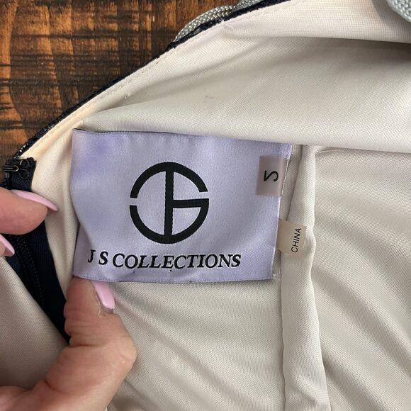 BHLDN JS Collection SANTIAGO Dress Navy/Cloud 2 Anthropologie Midi Coctail - Picture 7 of 12